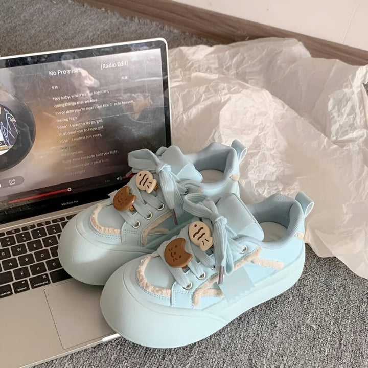 Women's Comfortable Sneakers with Bulky Sole and Playful Lace Details Mune Fashion