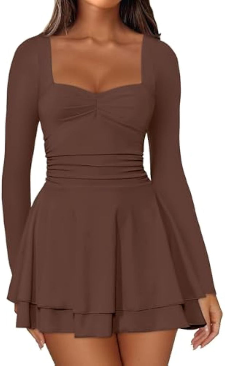 Women Elegant Dress with Long Sleeves Mune Fashion