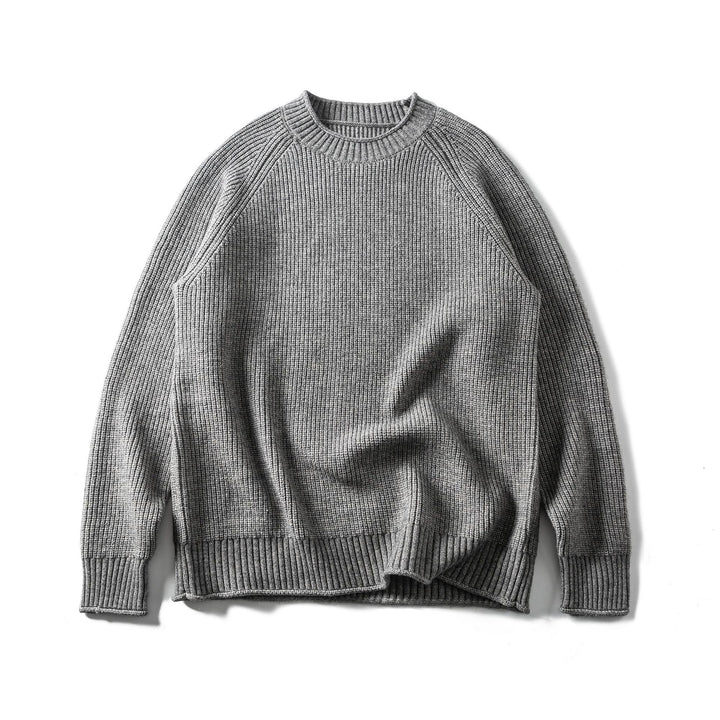 Men's ribbed knit sweater with round neck and raglan sleeves Mune Fashion