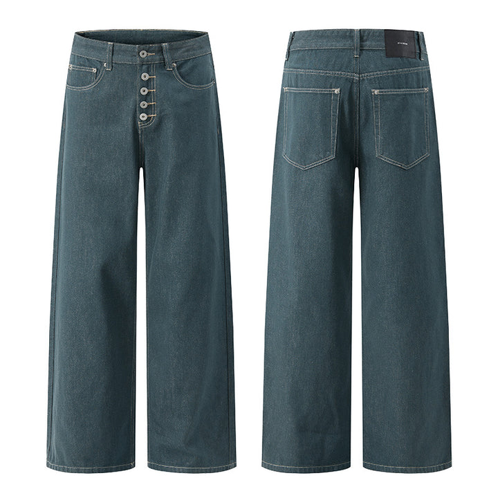 Men's Marlene denim pants in ultra-wide baggy cut with visible button placket Mune Fashion