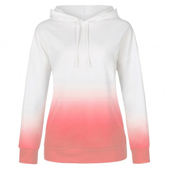 Women Oversized Hoodie with Dip-Dye Gradient and Kangaroo Pocket Mune Fashion