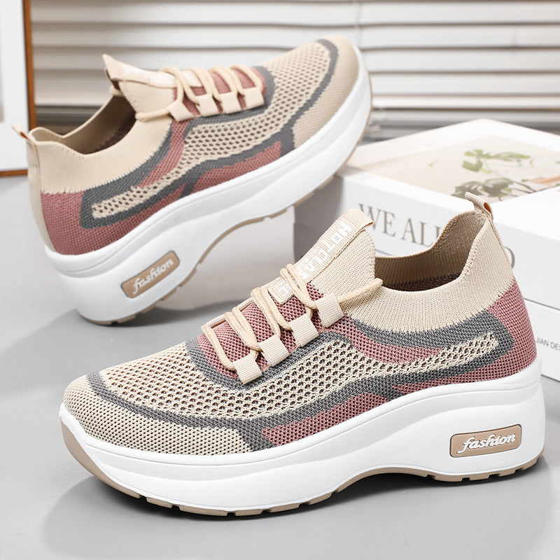 Women Sporty Sneakers with Breathable Knit Surface and Flexible Sole Mune Fashion