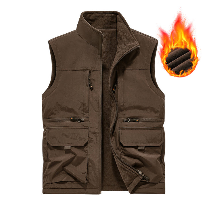 Men's insulated utility vest with warm fleece lining, windproof & multi-pocket Mune Fashion
