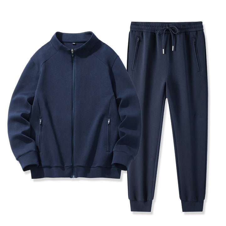 Men's Two-Piece Performance Training Set with Stand-Up Collar Zip Jacket and Tapered Jogging Pants Mune Fashion