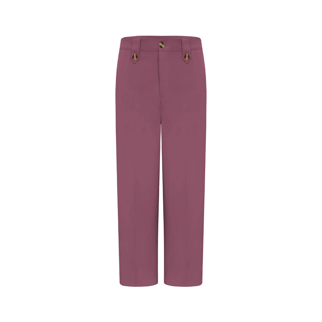 Women's high-waisted palazzo pants with waistband tab, crease and wide leg Mune Fashion