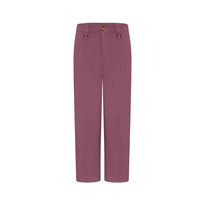 Women's high-waisted palazzo pants with waistband tab, crease and wide leg Mune Fashion