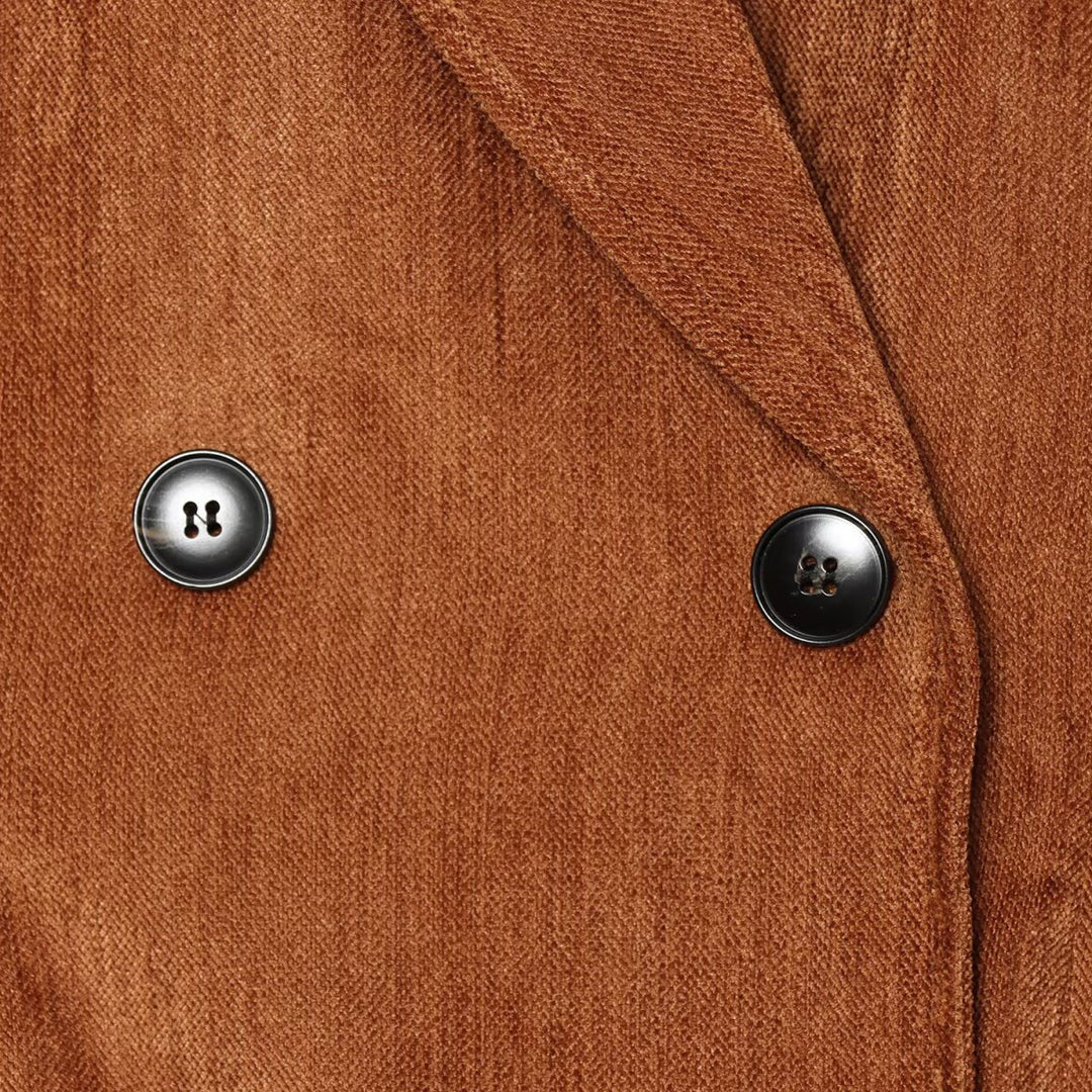 Women’s Short Blazer with Shawl Collar and Double-Breasted Button Placket Mune Fashion