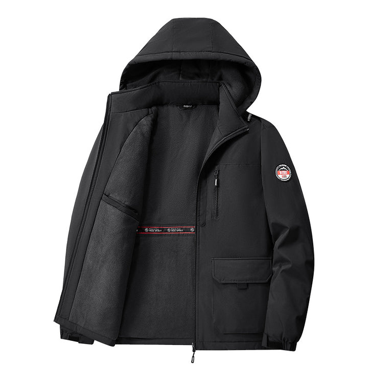 Men's light padded softshell winter jacket with teddy lining, adjustable hood and multifunctional pockets Mune Fashion