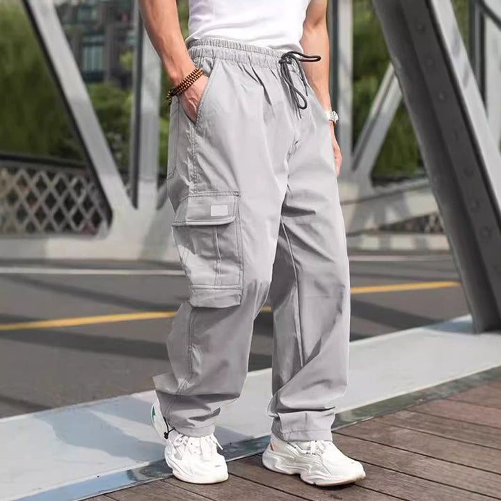 Men's Casual Cargo Pants with Elastic Waistband and Multifunctional Pockets Mune Fashion