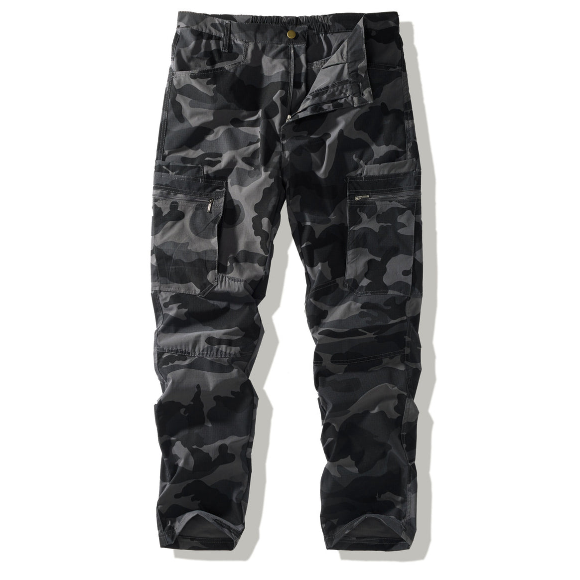 Men's Tactical Cargo Pants with Knee Reinforcement, Multiple Zipper Pockets and Elastic Waistband Mune Fashion