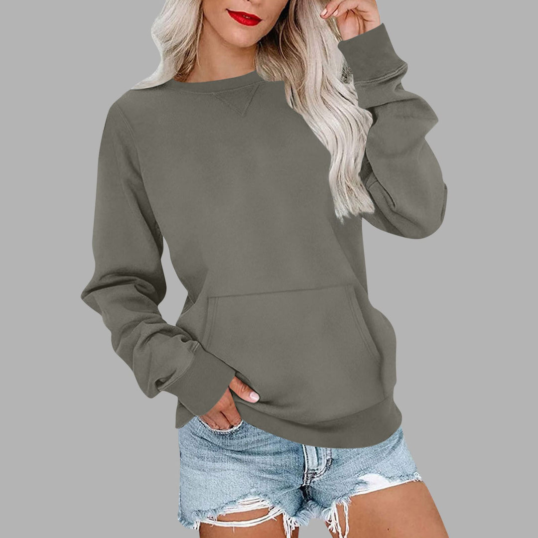 Women's Loose Sweatshirt with Round Neckline and Kangaroo Pocket Mune Fashion