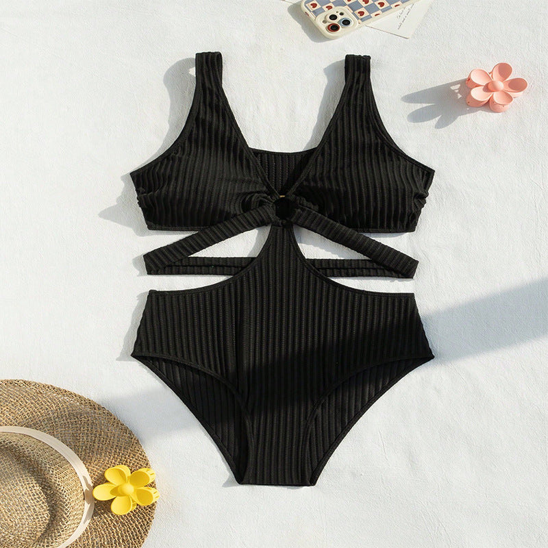Ladies High-Cut Swimsuit with Decorative Cut-Outs Mune Fashion