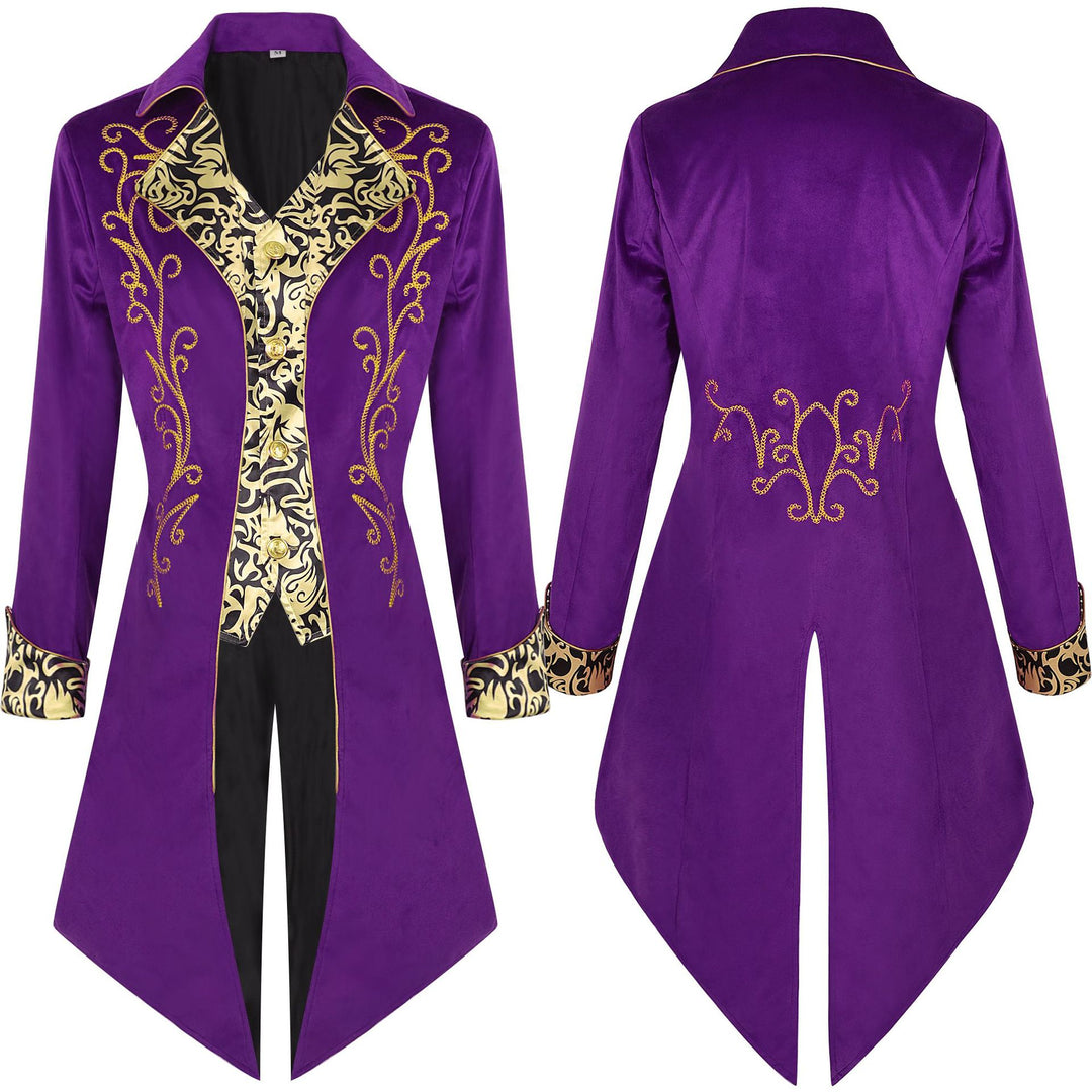 Men's extravagant evening tailcoat in Baroque style with gold-embroidered brocade trim Mune Fashion