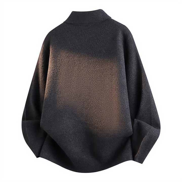 Unisex Casual Oversized Knit Sweater with Polo Collar and Half Button Placket Mune Fashion