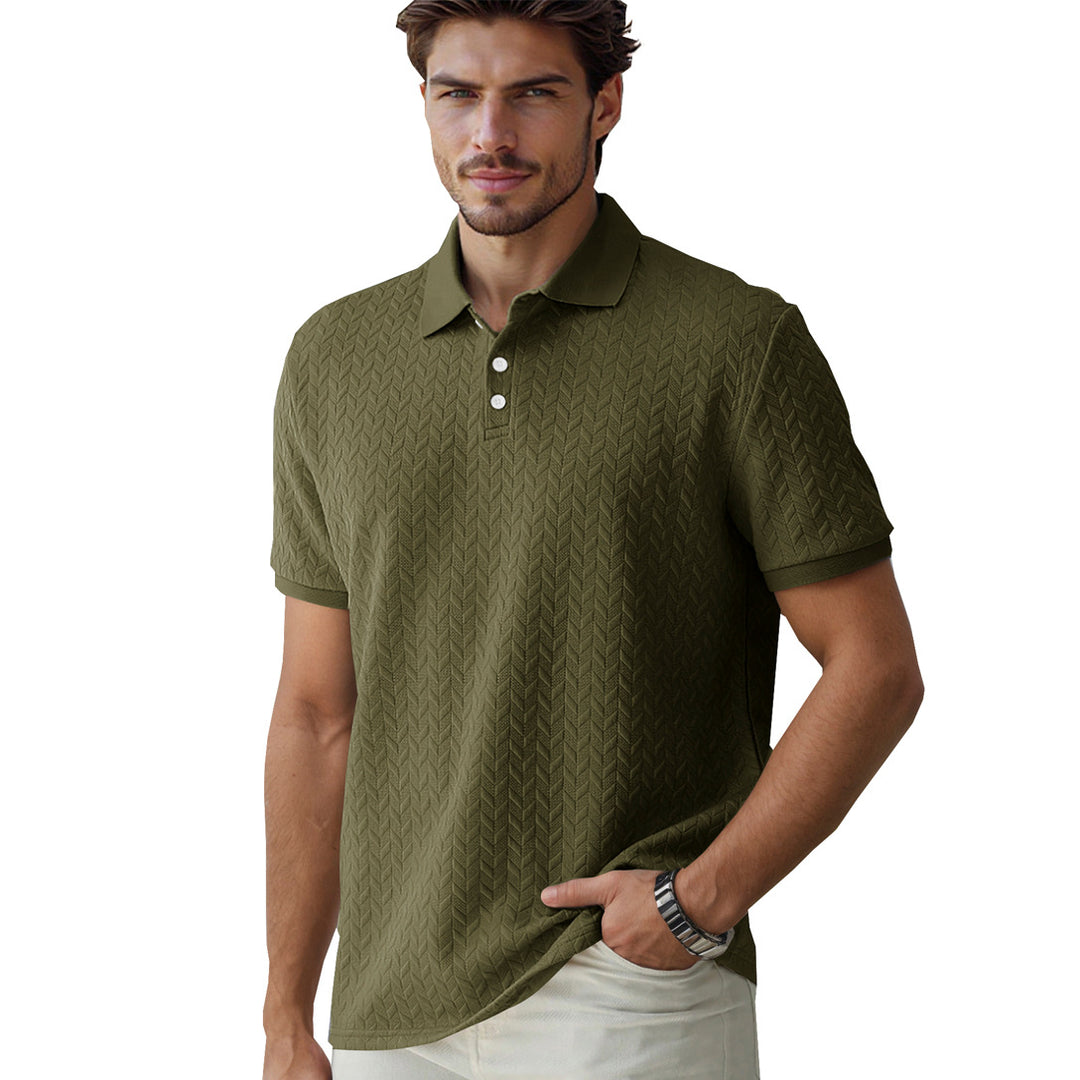 Men's finely woven polo shirt with chevron relief structure and short button placket Mune Fashion