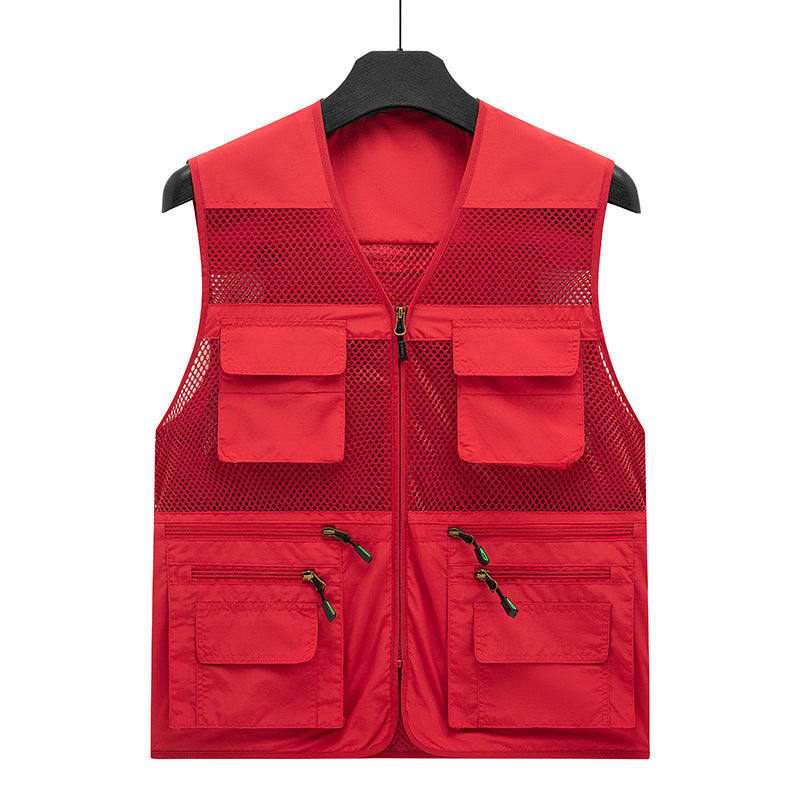 Men's Breathable Fishing and Photography Vest with Mesh Panels, Multi-Pockets and Two-Way Zipper Mune Fashion