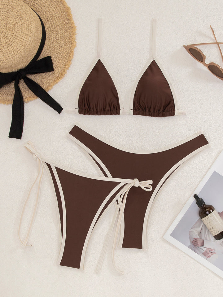 Women's Triangle Bikini Set with adjustable ties and contrasting accents Mune Fashion