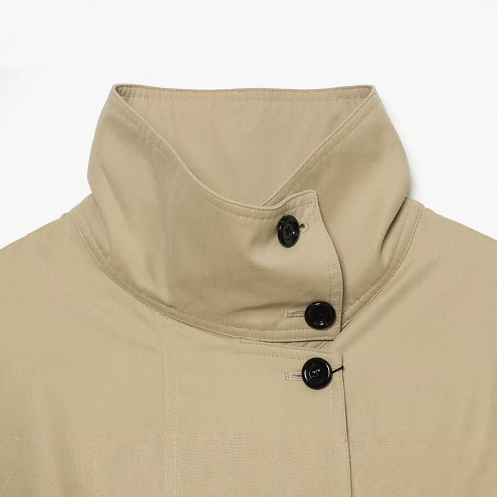 Women's Wide Cropped Cape Jacket with High Stand-Up Collar and Button Placket Drune