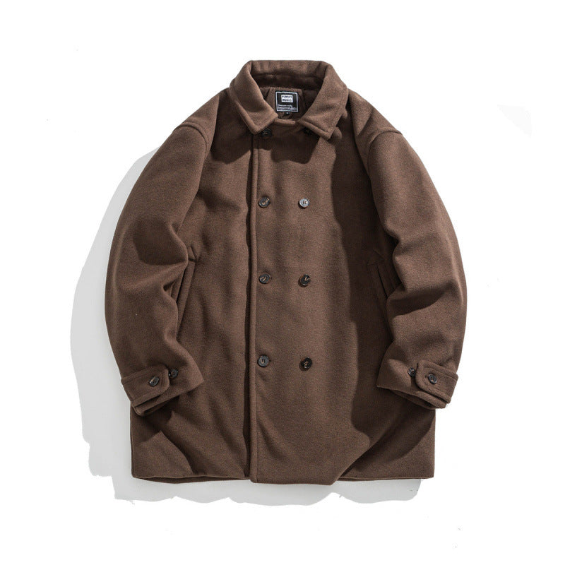 Men's wool coat with quilted thermo inner side and lapel collar Mune Fashion