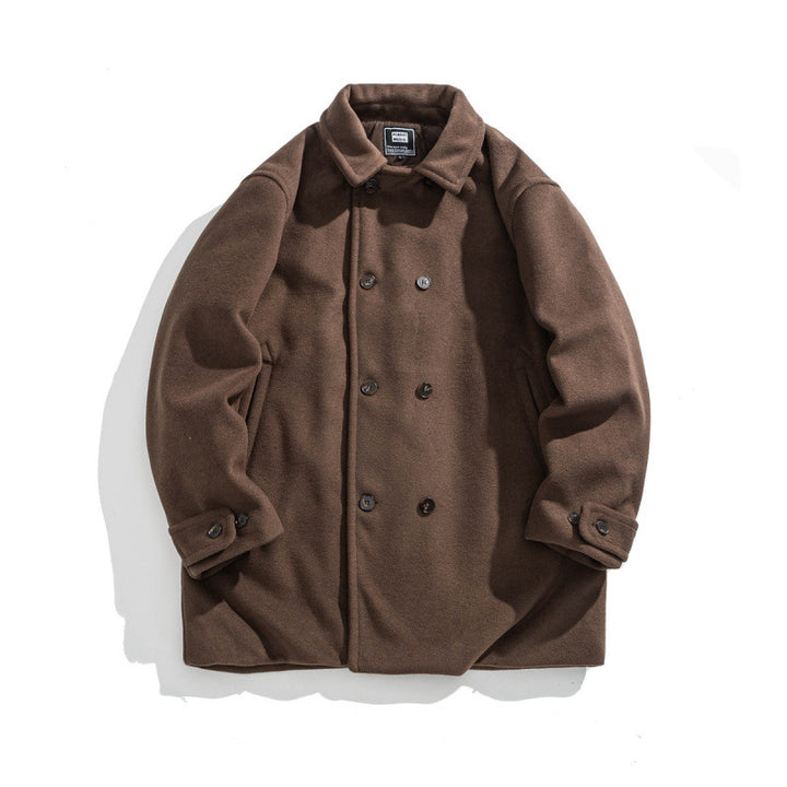 Men's wool coat with quilted thermo inner side and lapel collar Mune Fashion