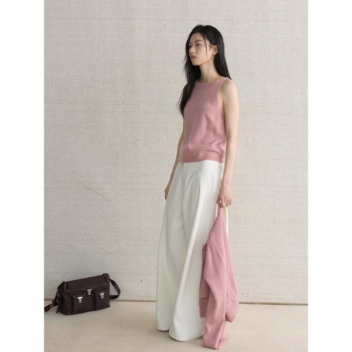 Women's Fine Fine Knit Cardigan with Matching Round Neck Sweater Mune Fashion