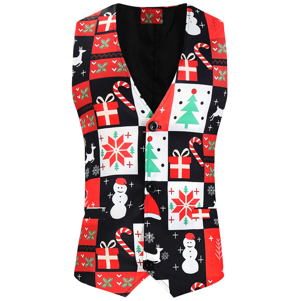 Men's Christmas Vest with Santa Allover Print and Tailored Fit Mune Fashion