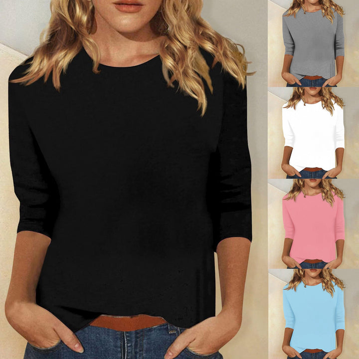 Women Loose Cotton Shirt with 3/4 Sleeves Mune Fashion