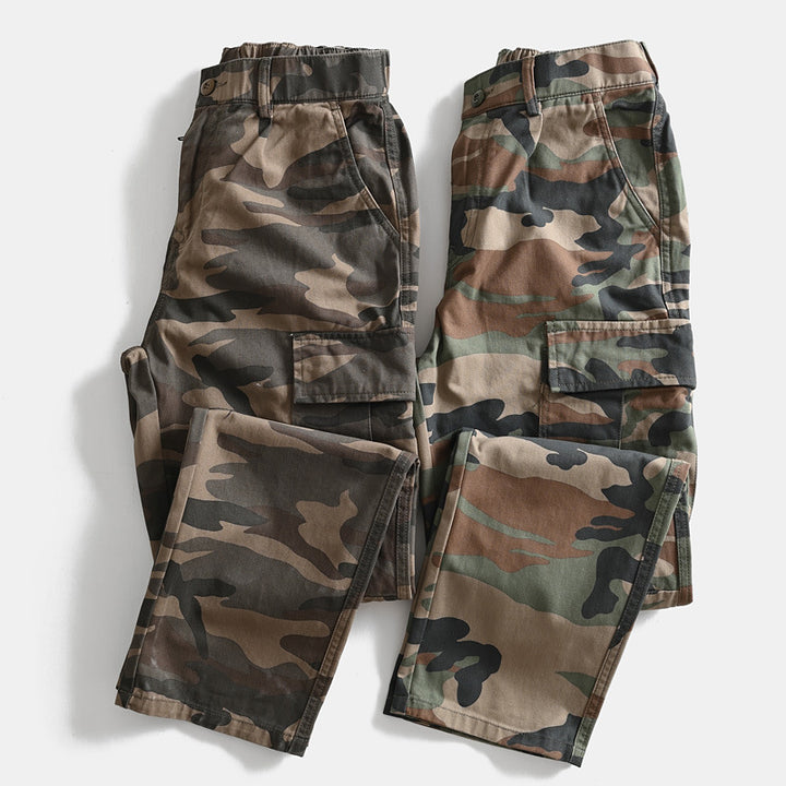 Men's cargo pants in military look with multiple pockets and straight cut Mune Fashion