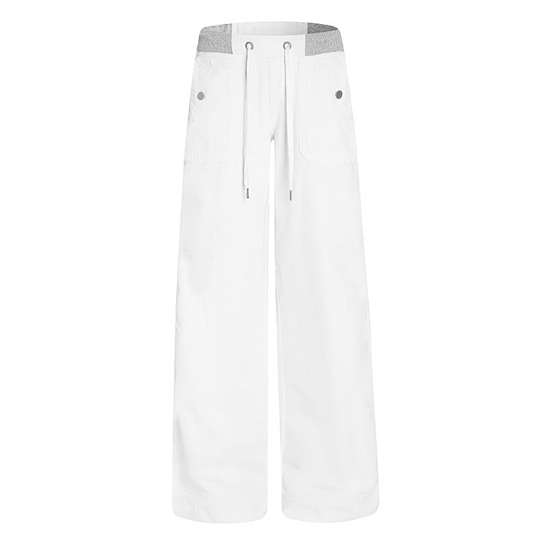 Women's Extra Wide Palazzo Pants with Elastic Comfort Waistband, Drawstring, and Patch Pockets