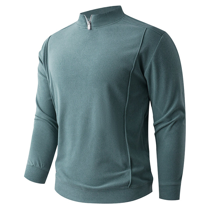 Men's Comfortable Stretch Half-Zip Sweater with Stand-Up Collar and Brushed Inner Lining Mune Fashion