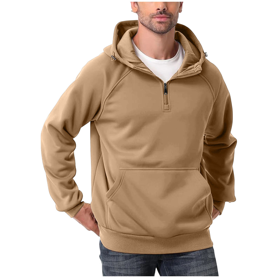Men's half-zip hoodie with adjustable hood, kangaroo pocket, and raglan sleeves Mune Fashion