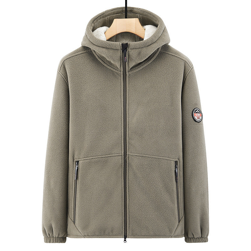 Men's fleece hoodie jacket with teddy lining, two-way zipper and concealed zip pockets Mune Fashion