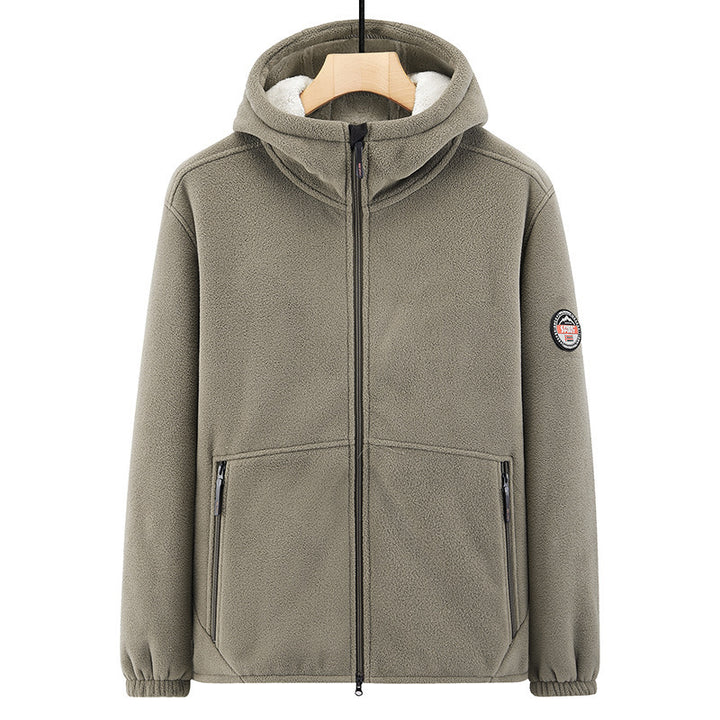Men's fleece hoodie jacket with teddy lining, two-way zipper and concealed zip pockets Mune Fashion