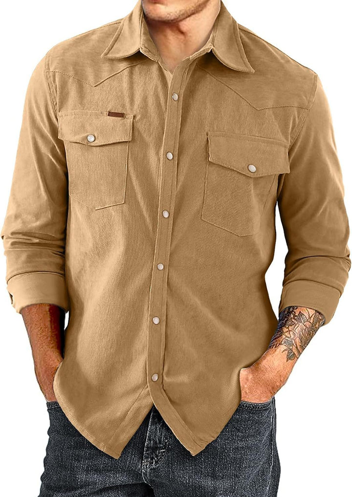 Men's Casual Cotton Shirt with Check Pattern