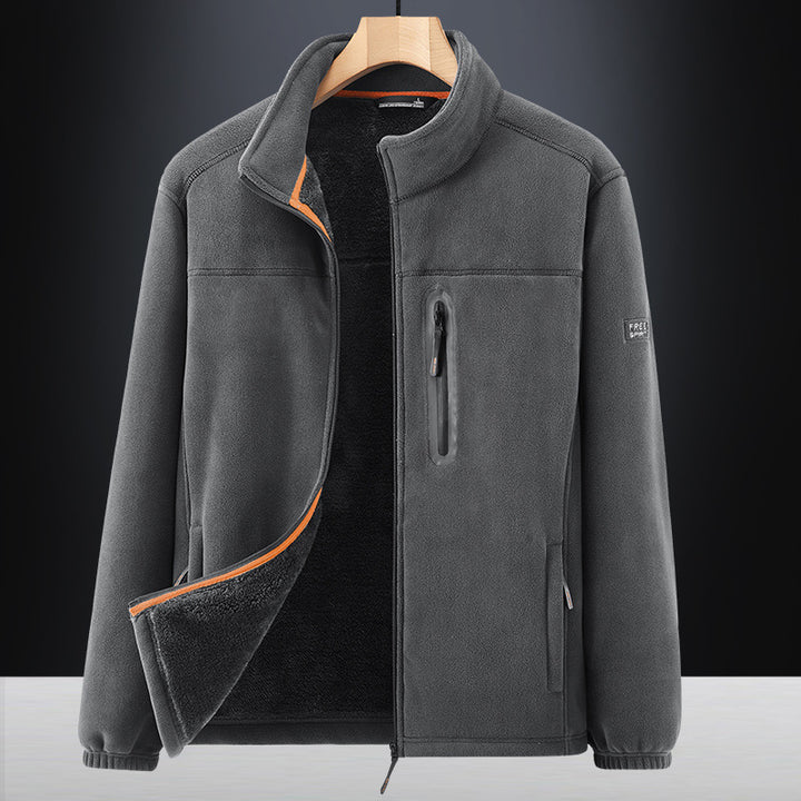 Men's microfleece outdoor jacket with waterproof breast pocket, stand-up collar, and teddy fleece lining Mune Fashion