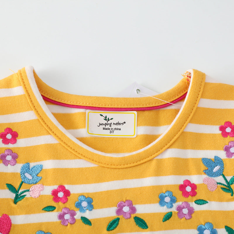 Girls casual dress with striped design and cute bunny appliqués Mune Fashion