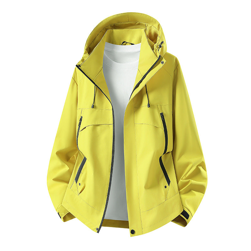 Women's lightweight waterproof hooded jacket with breathable coating, zippered pockets, and adjustable cuffs Mune Fashion