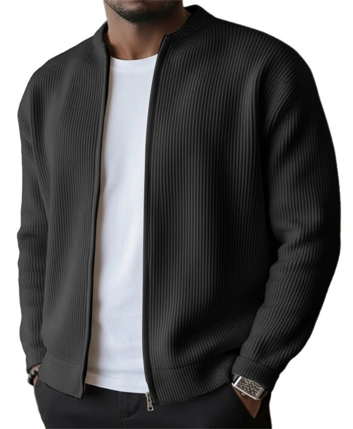 Men's Ribbed Bomber Cardigan with Full Zip EB