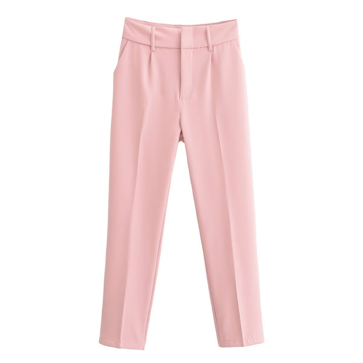 Women slim fit suit trousers with crease and elastic waistband Mune Fashion