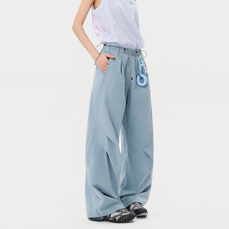 Women's wide technical cargo pants with drawstring waistband Mune Fashion