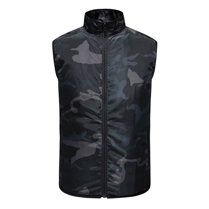Men's lightweight breathable wind vest with standing collar and zippered pockets Mune Fashion