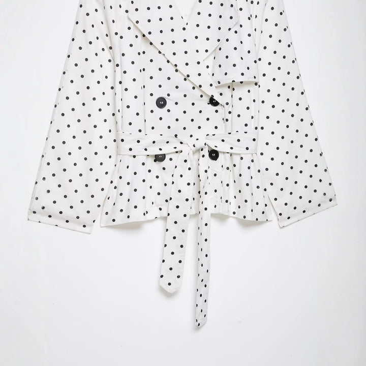 Women's short trench with waist belt and polka dot pattern Mune Fashion
