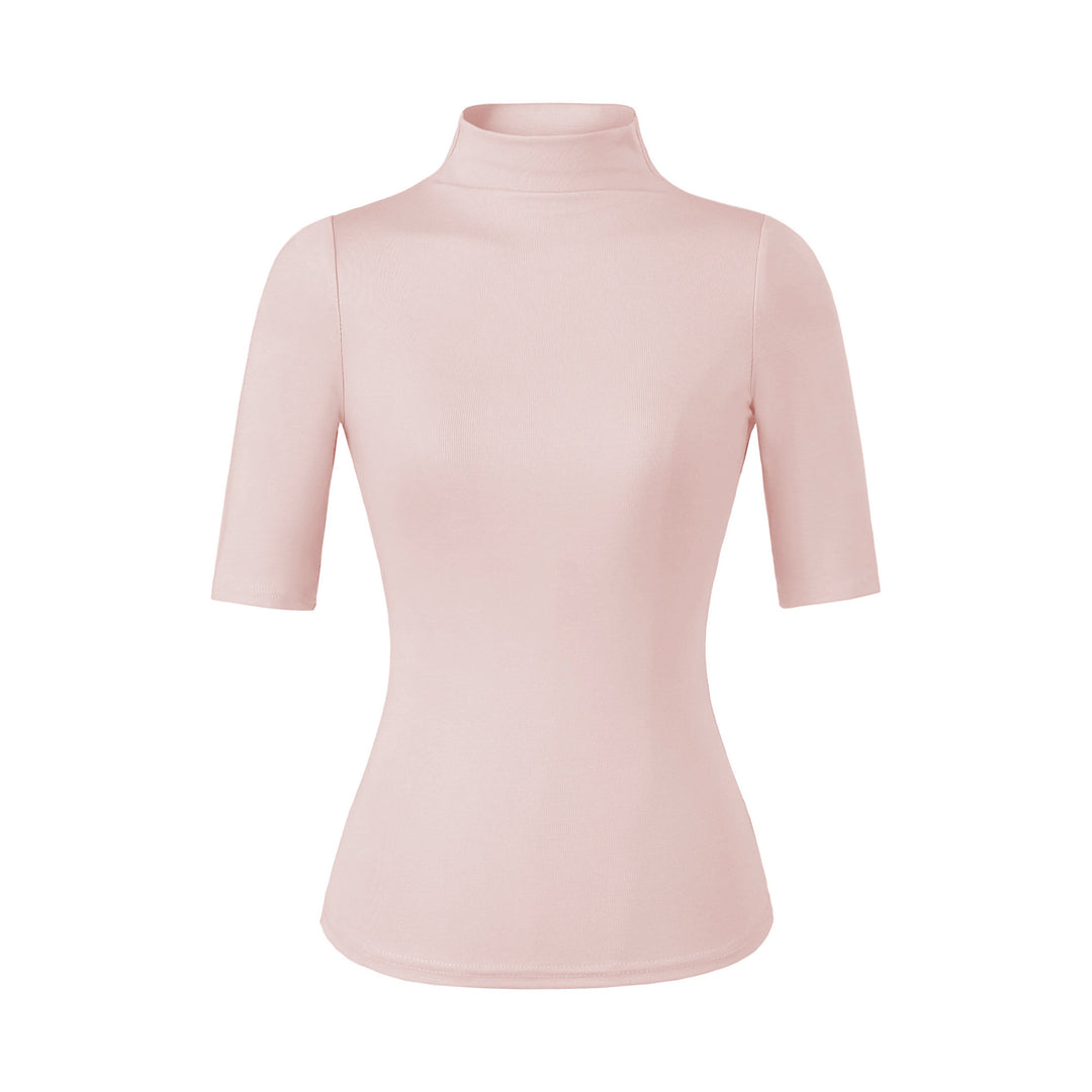 Women's Fitted Stand Collar Shirt with Half-Length Sleeves Mune Fashion