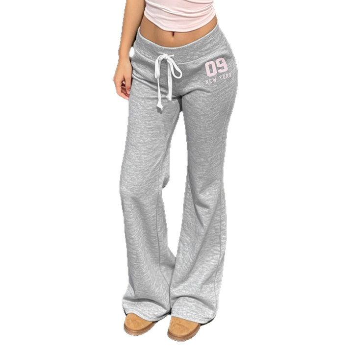 Women's High-Waisted Sweat Flare Pants with Drawstring and Bell Bottom Mune Fashion