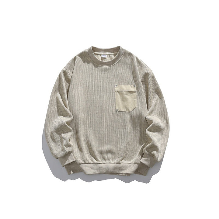 Unisex waffle texture sweatshirt with chest pocket and elastic hem Mune Fashion