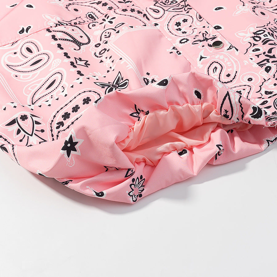 Women's Hooded Blouson with Bandana Print and Elastic Hem Mune Fashion