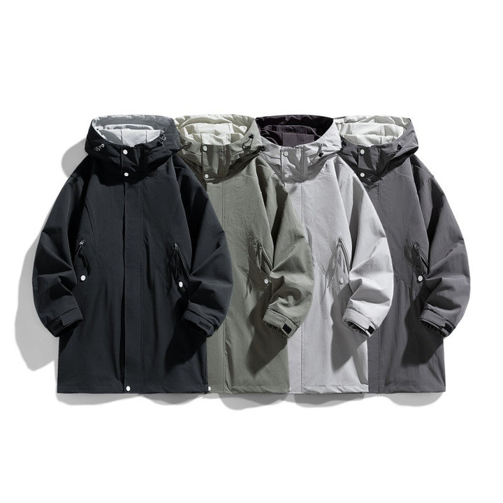 Unisex water-repellent transitional parka with adjustable hood, concealed front placket and zippered pockets Mune Fashion