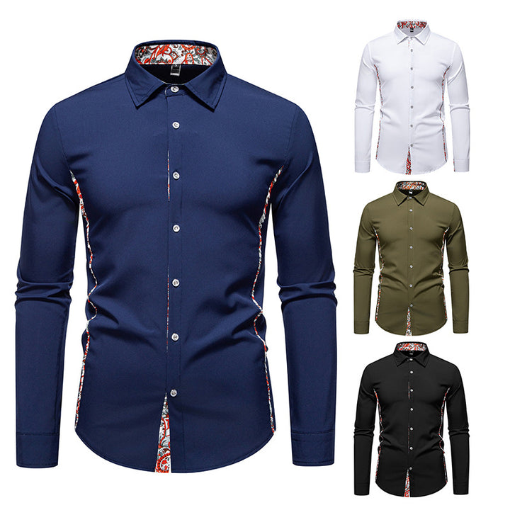 Men's Elegant Fitted Business Shirt with Contrasted Interior Placket and Paisley Detail Mune Fashion