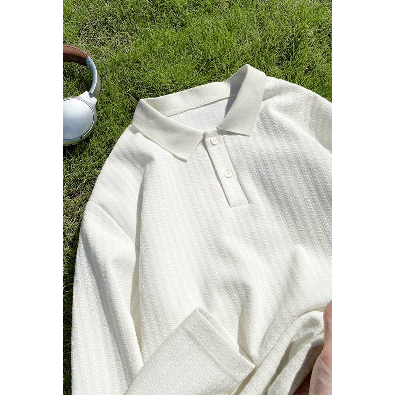 Women's Fashionable Oversized Polo Shirt with Textured Design Mune Fashion