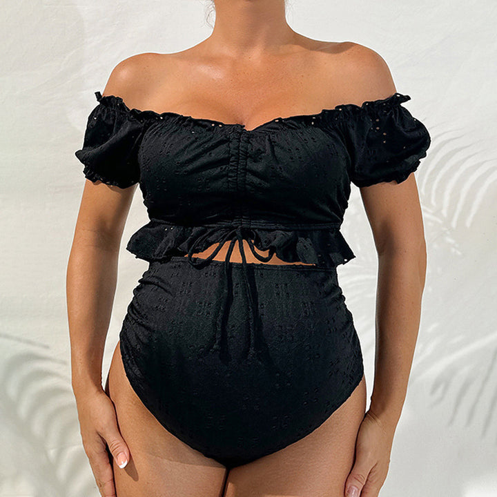 Women Maternity Bikini with Off-Shoulder Top and Ruffled Design Mune Fashion